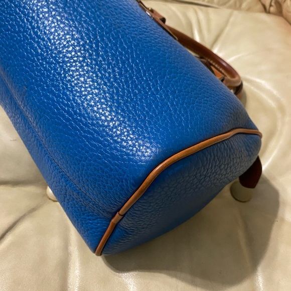 Vintage Dooney & Bourke French Blue Satchel Pebbled AWL All Weather Leather R28? - Picture 9 of 15